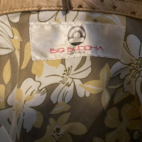 Big Buddha Purse Tote Ostrich Snakeskin Brown Tan EUC - Picture 4 of 5